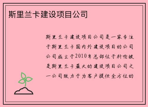 斯里兰卡建设项目公司
